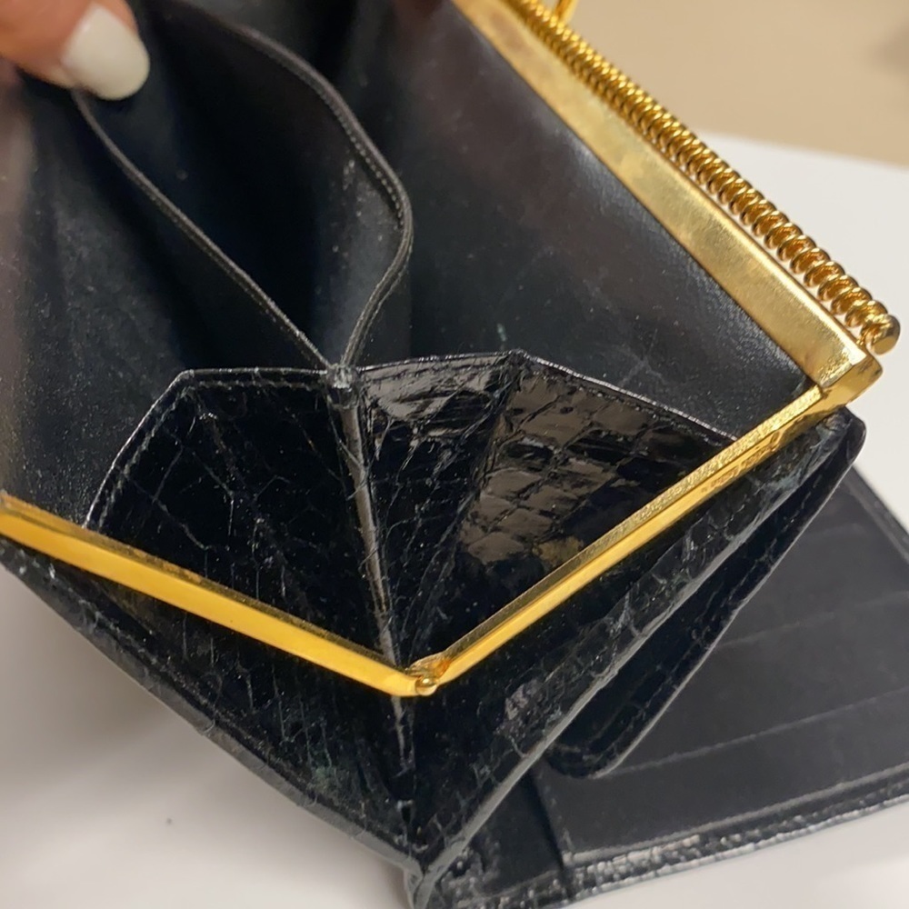 Judith Leiber Black Python Long Clutch Wallet - image 4